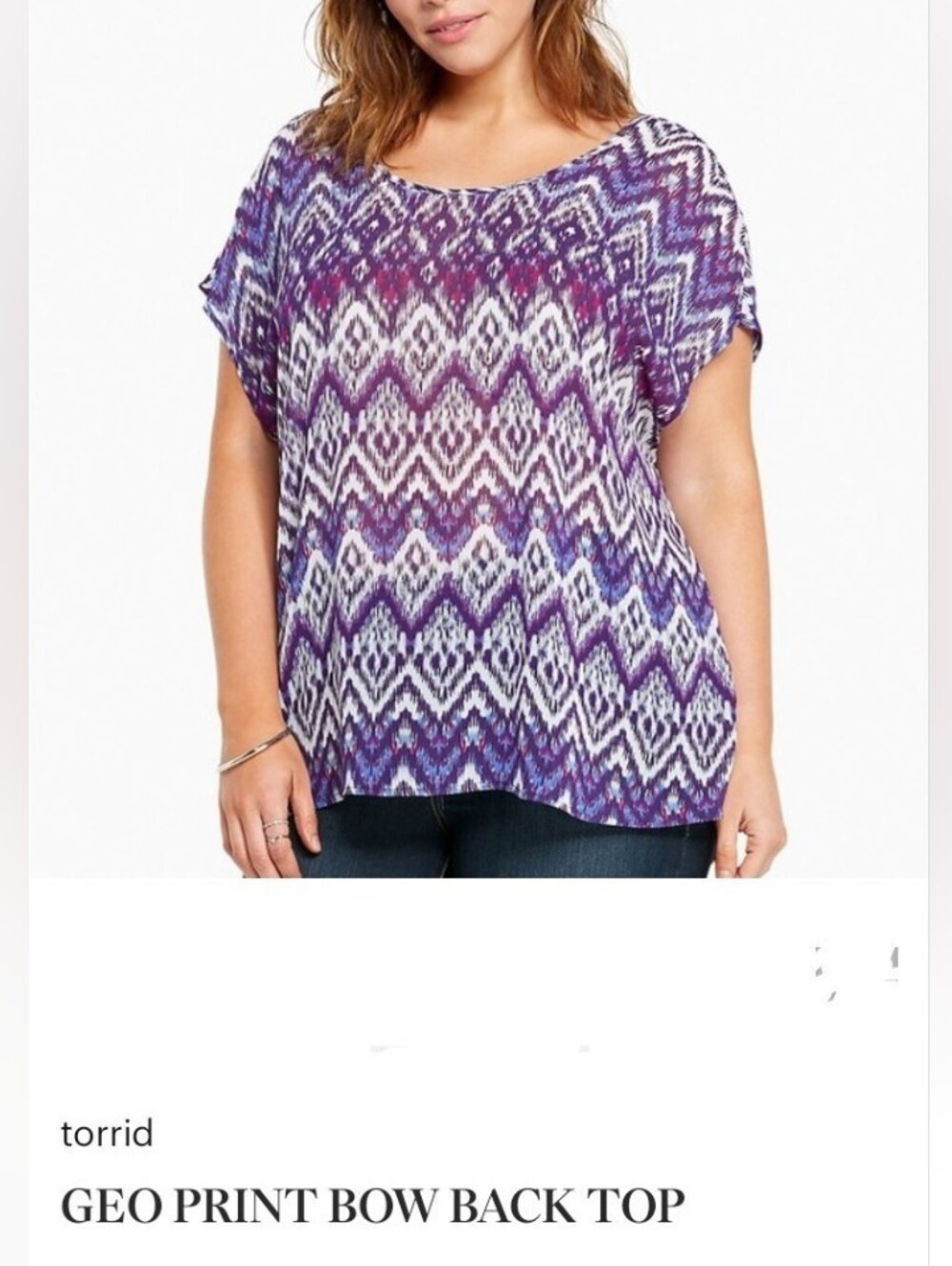 Torrid Purple Print Bow-Back Tunic Top